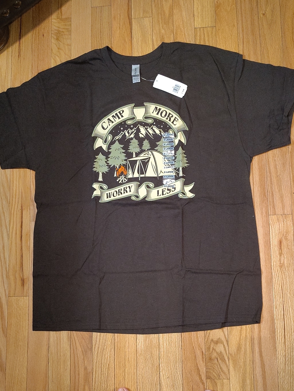 Gildan Brown Men's 'Camp More Worry Less' Graphic Tee